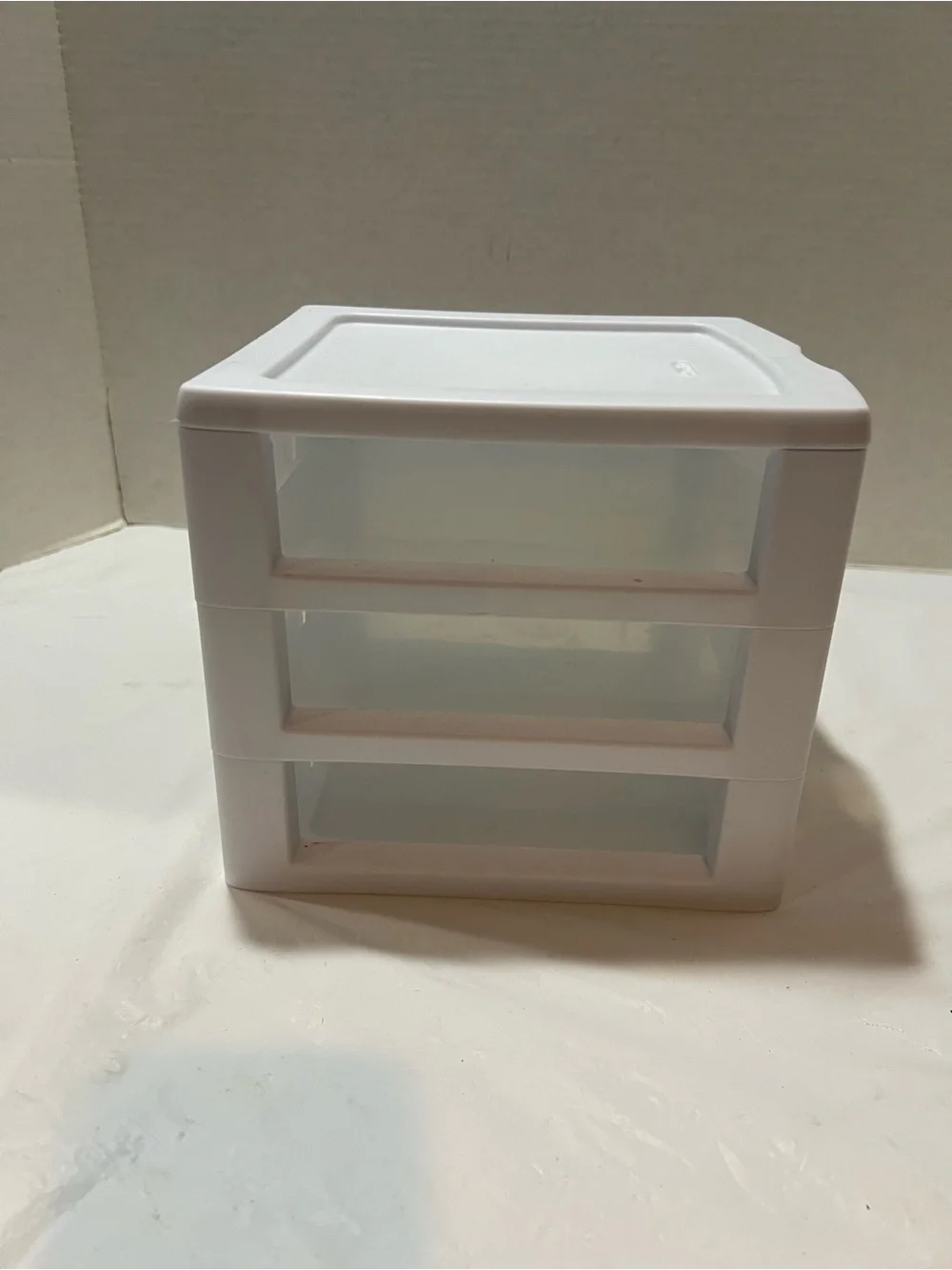 Clear 3 Drawer Desktop Storage Bin Organizer Container White